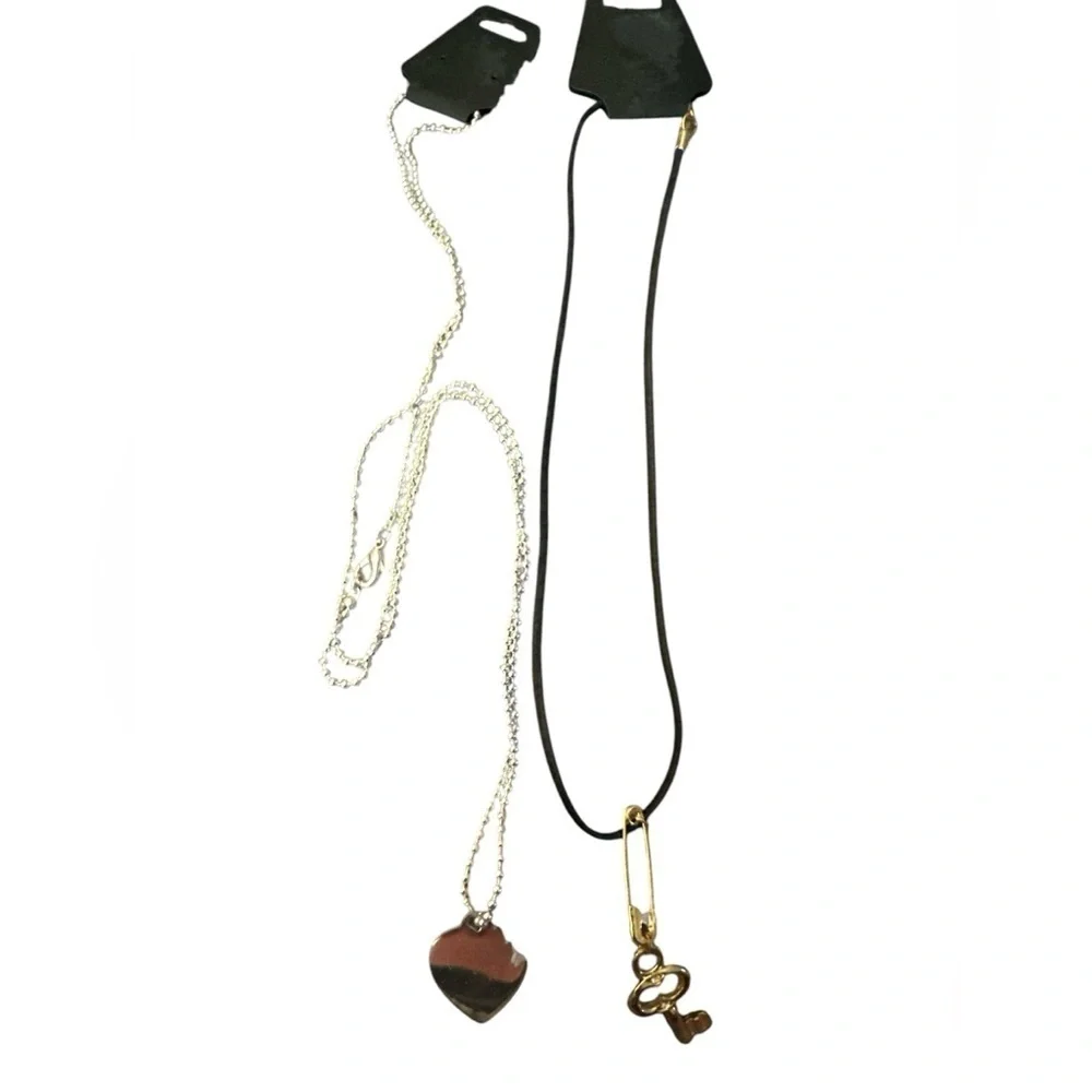 Silver Heart and Key Necklaces NWT
